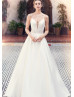 Spaghetti Straps Ivory Satin Lace Wedding Dress With Pockets